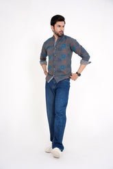 Bland jeans Rigid fabric Baggy fit mid blue colour